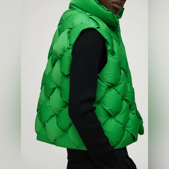 Bottega Veneta BV Green Weaving Puffer Down Vest Jacket Quilted Parakeet Thick - Picture 3 of 12